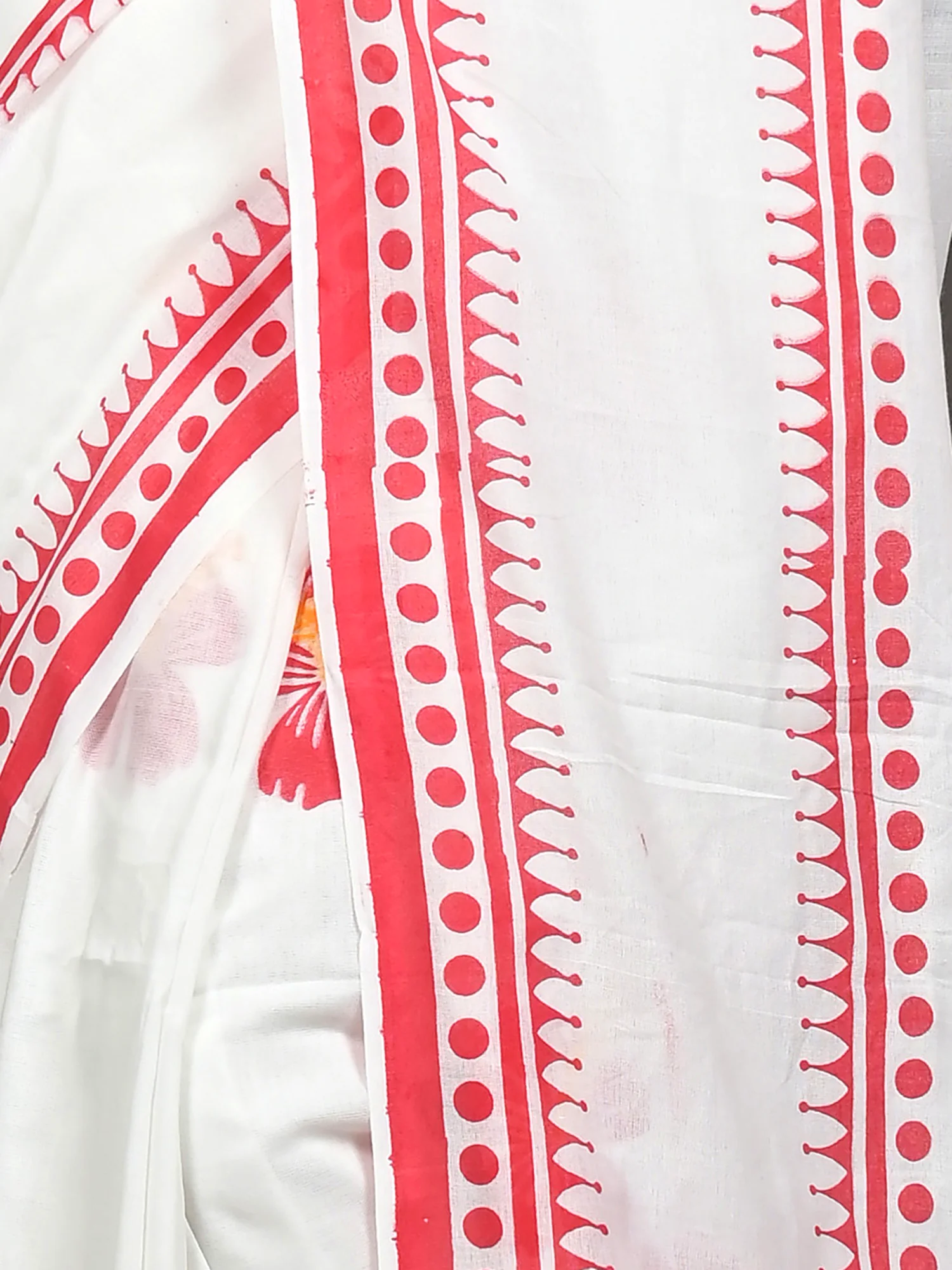 White Red Pure Cotton Borma Handloom Saree (2260)